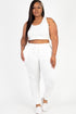 Plus French Terry Cropped Tank Top & Joggers Set White 1XL by Capella | Fleurcouture