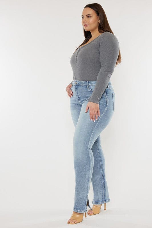 Plus Mid Rise Y2K Medium Wash Bootcut Jeans MEDIUM by Kan Can USA | Fleurcouture