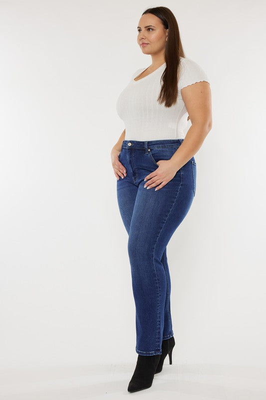 Plus Open Pack Slim Straight Jeans DARK by Kan Can USA | Fleurcouture