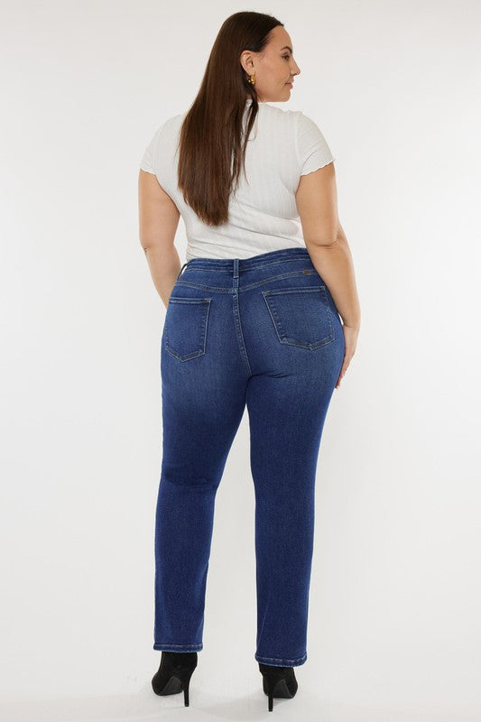 Plus Open Pack Slim Straight Jeans DARK by Kan Can USA | Fleurcouture