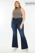 Plus Petite Dark Wash Mid Rise Flare Jeans DARK 18W by Kan Can USA | Fleurcouture