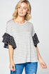 PLUS POLKA DOT RUFFLE SLEEVE TOP Black 1X by e Luna | Fleurcouture