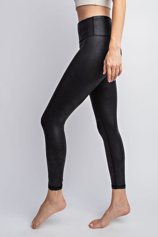 Plus PU Chintz Full-Length Leggings Black by Rae Mode | Fleurcouture