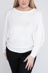 Plus Ribbed Batwing Long Sleeve Boat Neck Sweater IVORY 1X by ZENANA | Fleurcouture