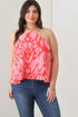 Plus Size Abstract Print Halter Ruffle Hem Top by Fleurcouture | Fleurcouture