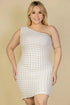 Plus Size Bubble Fabric One Shoulder Bodycon Mini Dress by Fleurcouture | Fleurcouture
