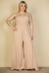 Plus Size Button Front Wide Leg Jumpsuit Khaki 1XL by Capella | Fleurcouture