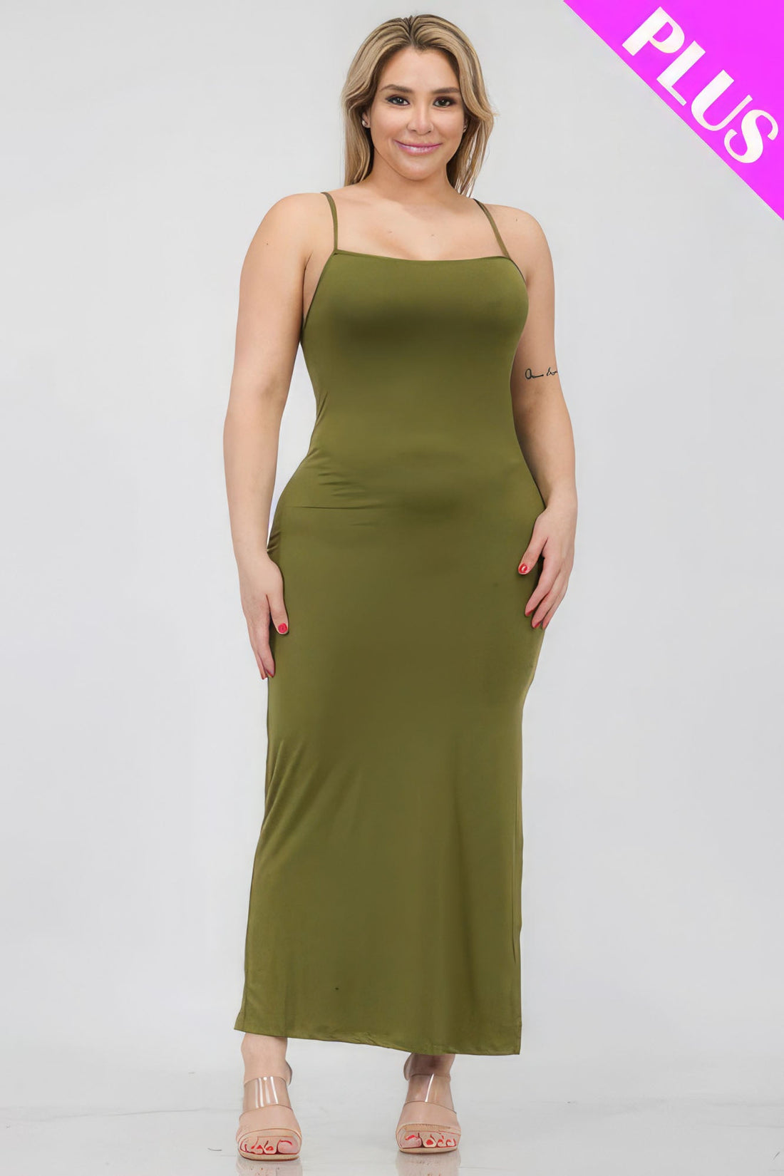 Plus Size Crisscross Back Split Thigh Maxi Dress Plus Size/Plus Size Dresses/Plus Size Mini Dresses by Fleurcouture | Fleurcouture