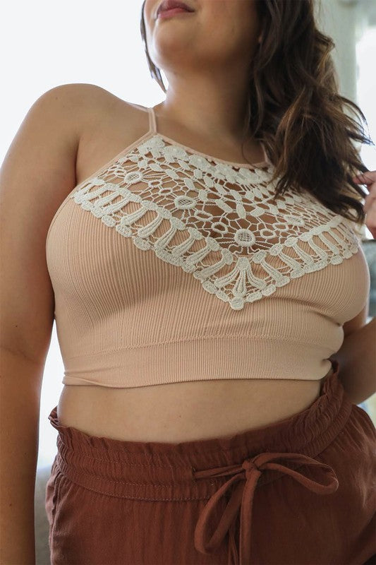 Plus Size Crochet Lace High Neck Bralette XL by Leto Accessories | Fleurcouture