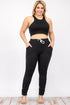 Plus Size Crop Tank Top & Ruched Pants Set Black 1XL by Capella | Fleurcouture