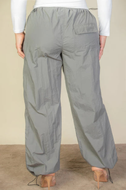 Plus Size Drawstring Waist Parachute Pants by Fleurcouture | Fleurcouture