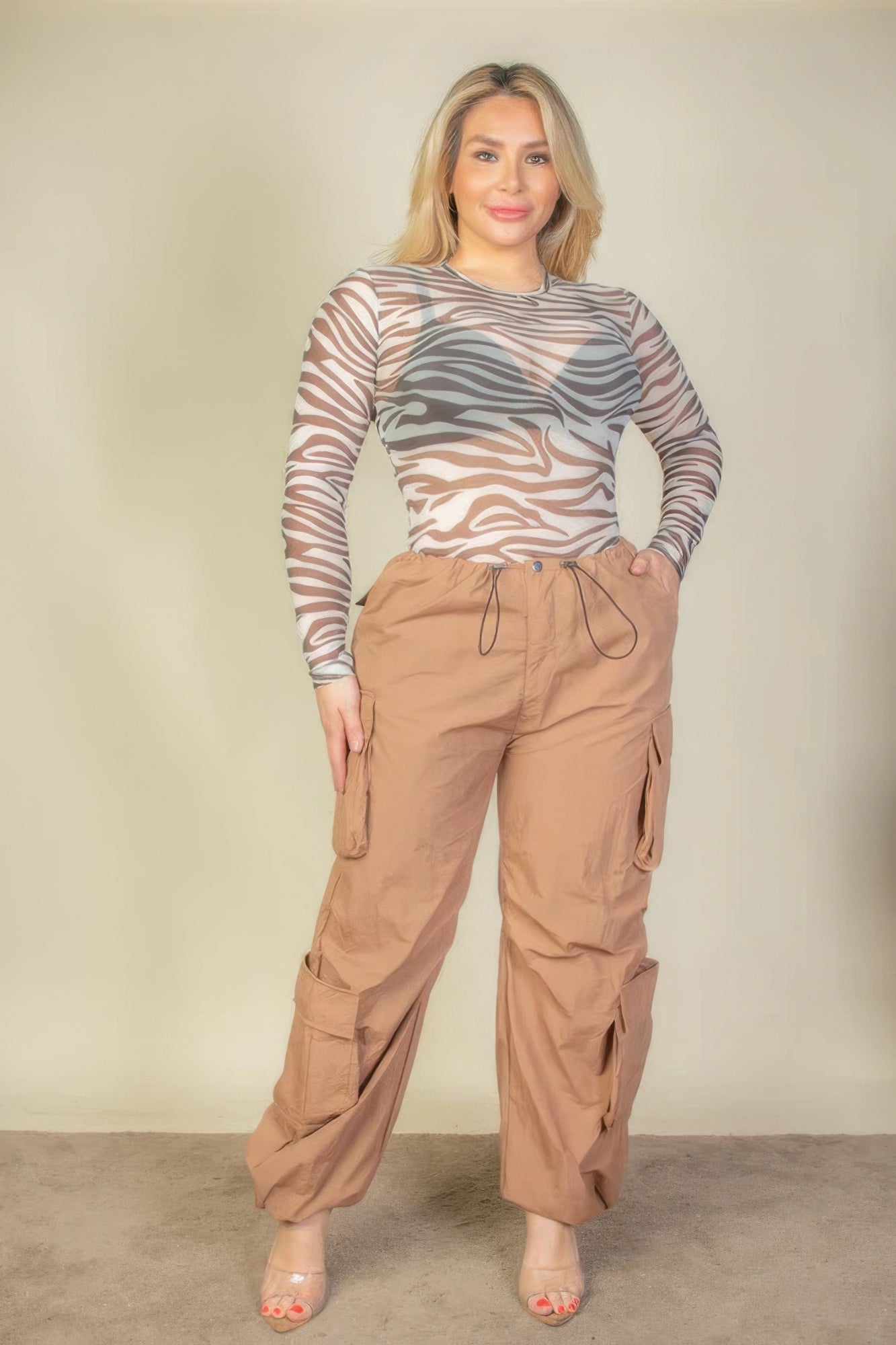 Plus Size Flap Pockets Drawstring Ruched Parachute Pants by Fleurcouture | Fleurcouture