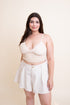 Plus Size Gingham Smocked Bralette Beige XL Plus Size by Leto Accessories | Fleurcouture