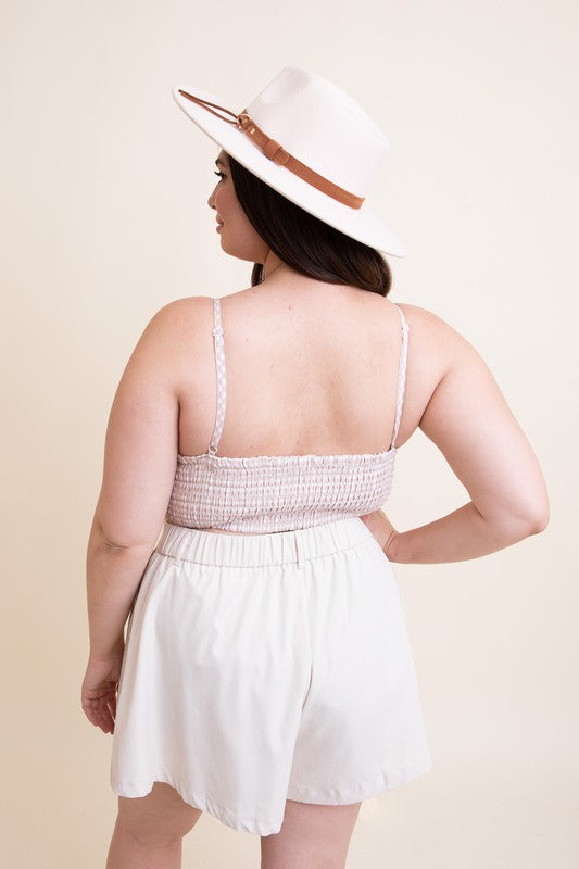 Plus Size Gingham Smocked Bralette XL Plus Size by Leto Accessories | Fleurcouture