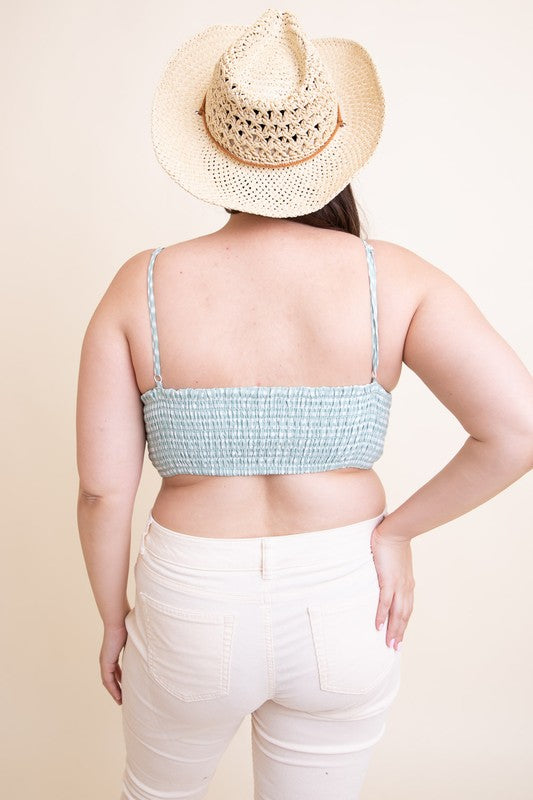 Plus Size Gingham Smocked Bralette XL Plus Size by Leto Accessories | Fleurcouture