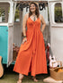 Plus Size Halter Neck Midi Dress Orange 0XL Plus Size by Trendsi | Fleurcouture