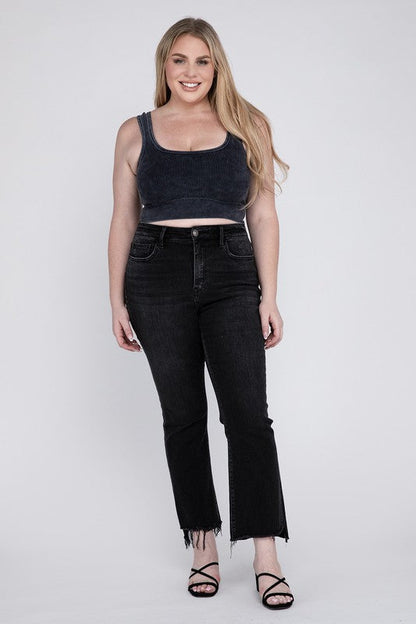 Plus Size High Rise Crop Flare Jeans RIGHTEOUSNESS by VERVET by Flying Monkey | Fleurcouture