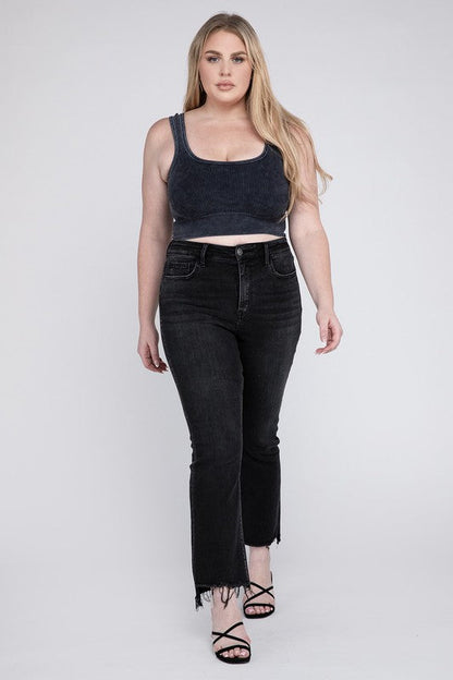 Plus Size High Rise Crop Flare Jeans RIGHTEOUSNESS by VERVET by Flying Monkey | Fleurcouture