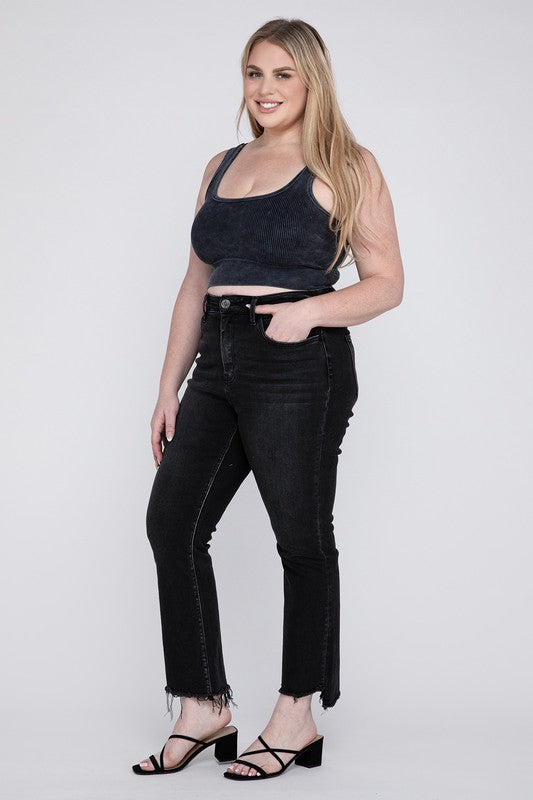 Plus Size High Rise Crop Flare Jeans RIGHTEOUSNESS by VERVET by Flying Monkey | Fleurcouture