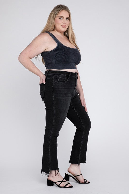 Plus Size High Rise Crop Flare Jeans RIGHTEOUSNESS by VERVET by Flying Monkey | Fleurcouture