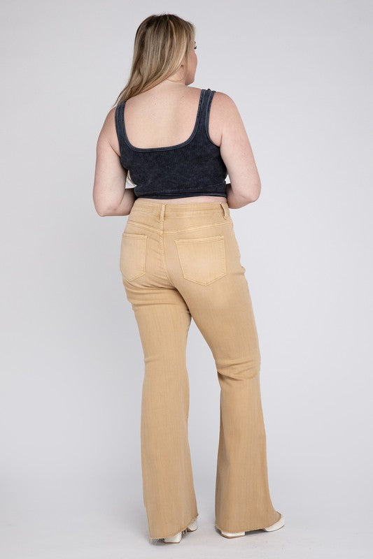 Plus Size High Rise Flare Jeans DEW DROP by VERVET by Flying Monkey | Fleurcouture