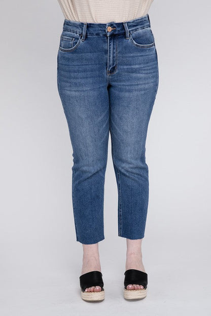 Plus Size High Rise Slim Straight Jeans DELICATE 14 by VERVET by Flying Monkey | Fleurcouture