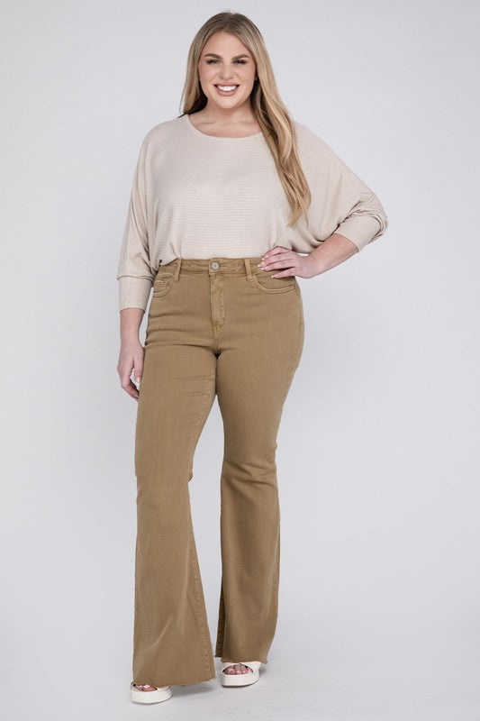 Plus Size High Rise Super Flare Jeans CONQUER by VERVET by Flying Monkey | Fleurcouture