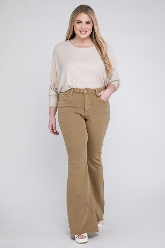 Plus Size High Rise Super Flare Jeans CONQUER by VERVET by Flying Monkey | Fleurcouture