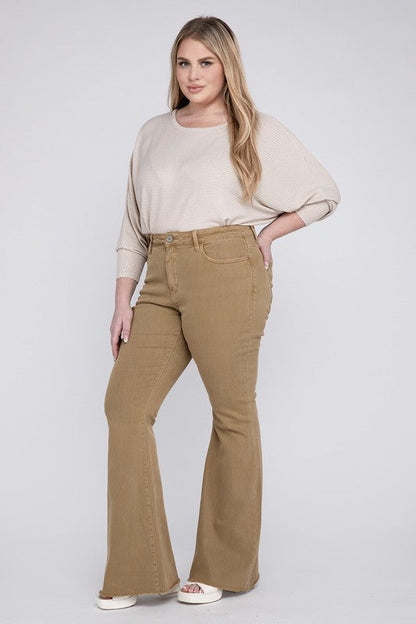 Plus Size High Rise Super Flare Jeans CONQUER by VERVET by Flying Monkey | Fleurcouture