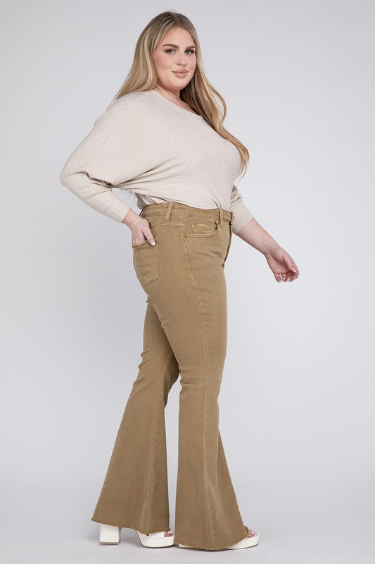 Plus Size High Rise Super Flare Jeans CONQUER by VERVET by Flying Monkey | Fleurcouture