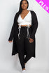 Plus Size Ribbed Long Cardigan & Leggings Set Black 1XL by Capella | Fleurcouture