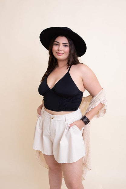 Plus Size Ruched Bralette Black 1XL by Leto Accessories | Fleurcouture