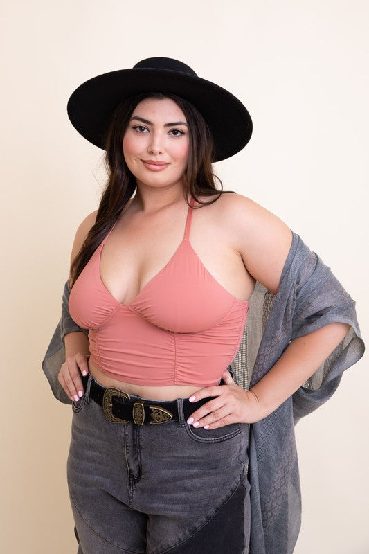 Plus Size Ruched Bralette Roseclay 1XL by Leto Accessories | Fleurcouture