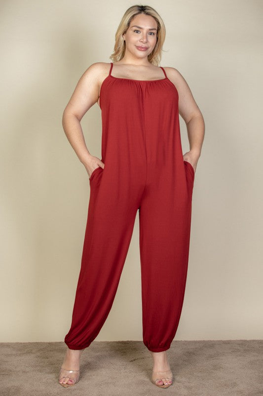 PLUS SIZE SLEEVELESS JOGGER JUMPSUIT by Capella | Fleurcouture