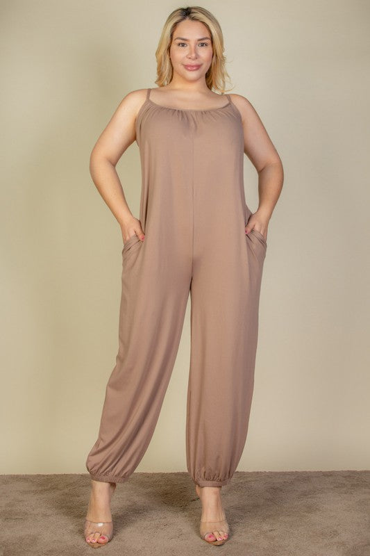 PLUS SIZE SLEEVELESS JOGGER JUMPSUIT by Capella | Fleurcouture