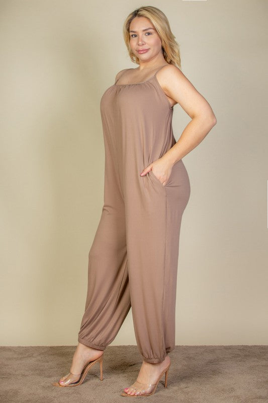 PLUS SIZE SLEEVELESS JOGGER JUMPSUIT by Capella | Fleurcouture