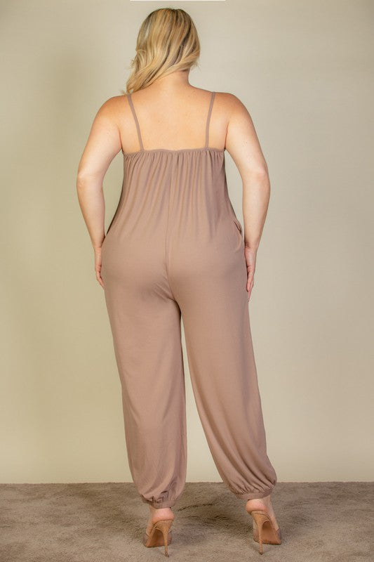 PLUS SIZE SLEEVELESS JOGGER JUMPSUIT by Capella | Fleurcouture