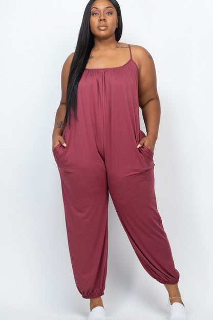 PLUS SIZE SLEEVELESS JOGGER JUMPSUIT Nocturne 1XL by Capella | Fleurcouture