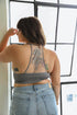 Plus Size Tattoo Mesh Racerback Bralette Gray 1X/2X by Leto Accessories | Fleurcouture