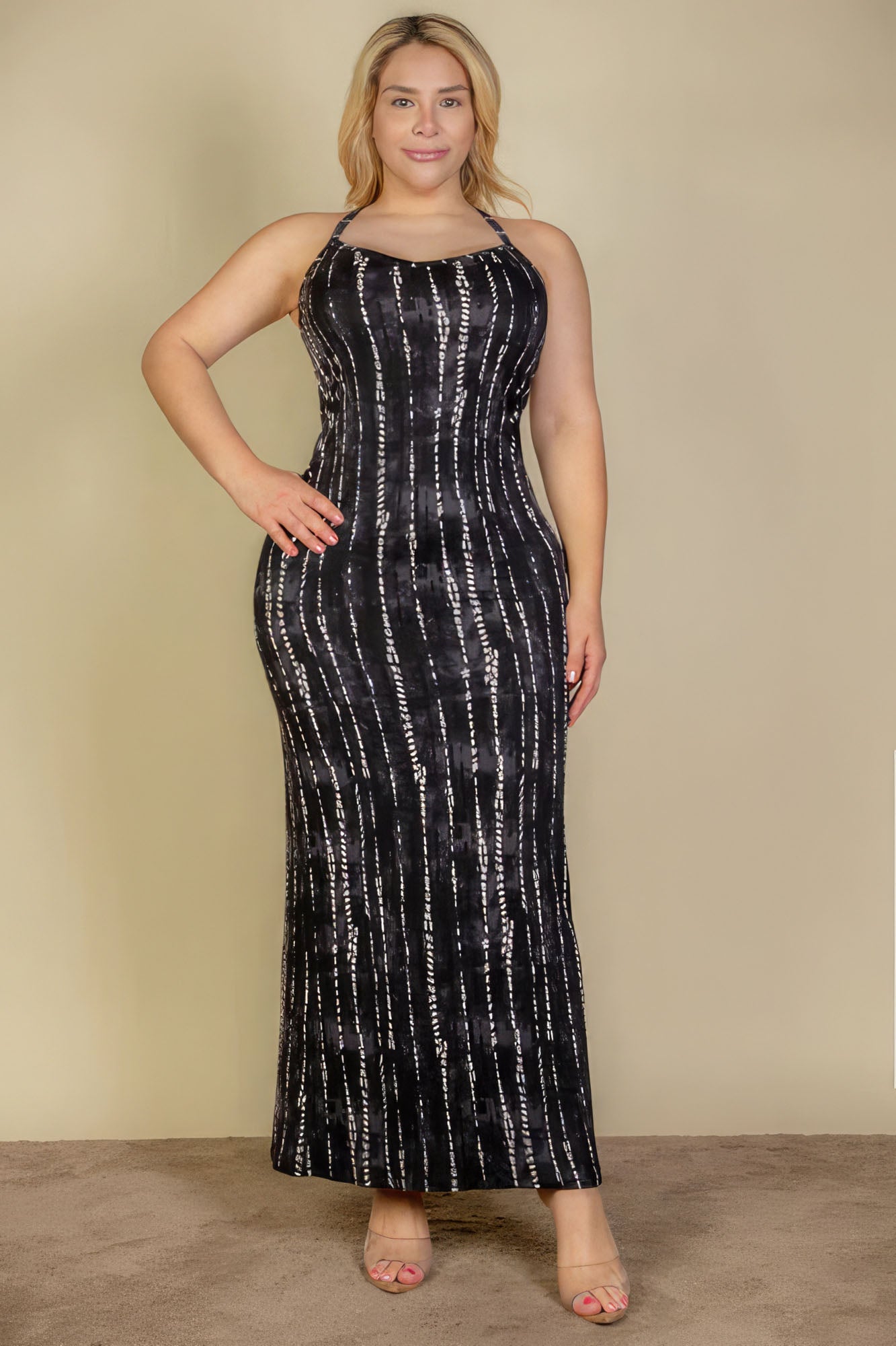 Plus Size Tie Dye Printed Cami Bodycon Maxi Dress by Fleurcouture | Fleurcouture