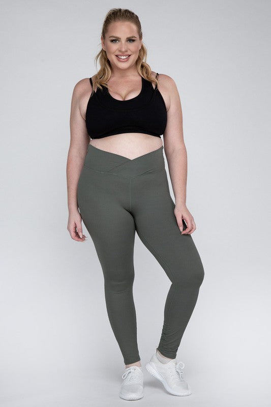 Plus Size V Waist Full Length Leggings by Rae Mode | Fleurcouture