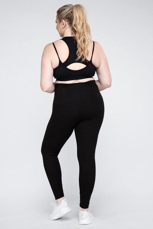 Plus Size V Waist Full Length Leggings by Rae Mode | Fleurcouture