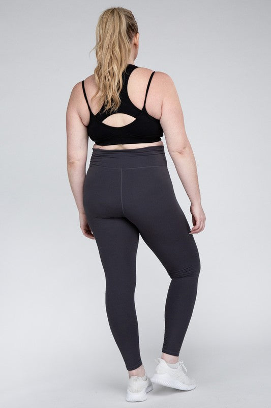 Plus Size V Waist Full Length Leggings by Rae Mode | Fleurcouture