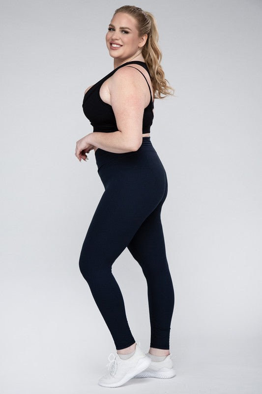 Plus Size V Waist Full Length Leggings by Rae Mode | Fleurcouture