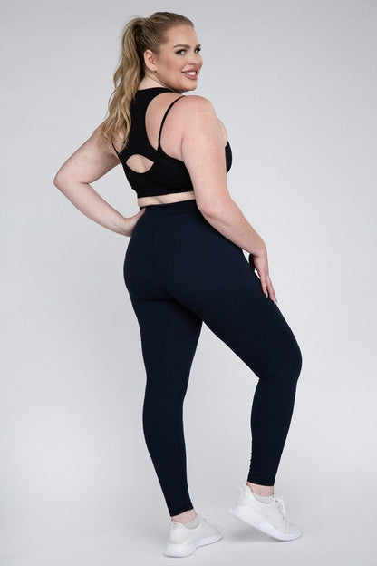 Plus Size V Waist Full Length Leggings by Rae Mode | Fleurcouture