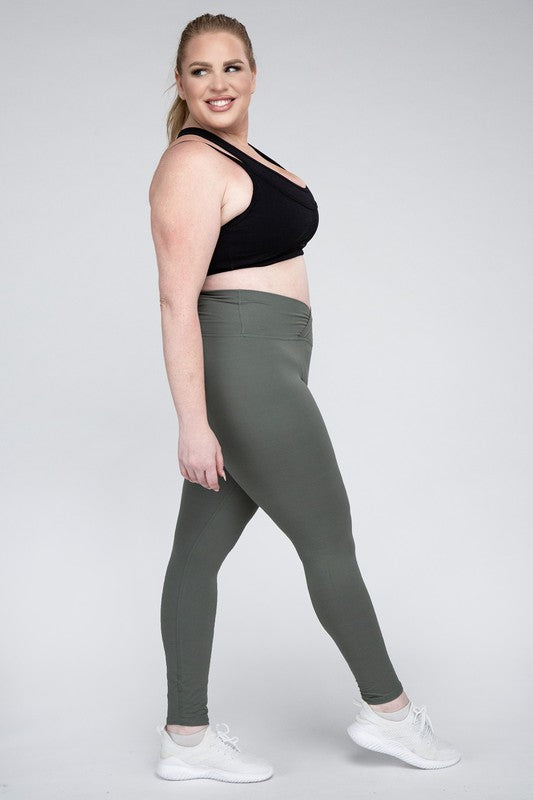 Plus Size V Waist Full Length Leggings by Rae Mode | Fleurcouture