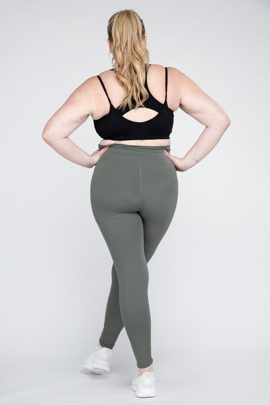 Plus Size V Waist Full Length Leggings by Rae Mode | Fleurcouture