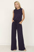 plus solid draw string pocket jumpsuit Navy 2X by EG fashion | Fleurcouture