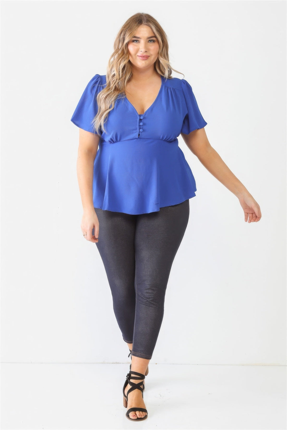 Plus Tie Detail Flare Top Tops by Fleurcouture | Fleurcouture