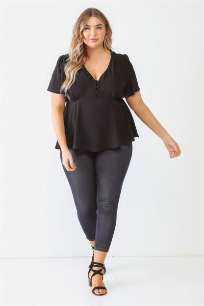 Plus Tie Detail Flare Top Tops by Fleurcouture | Fleurcouture